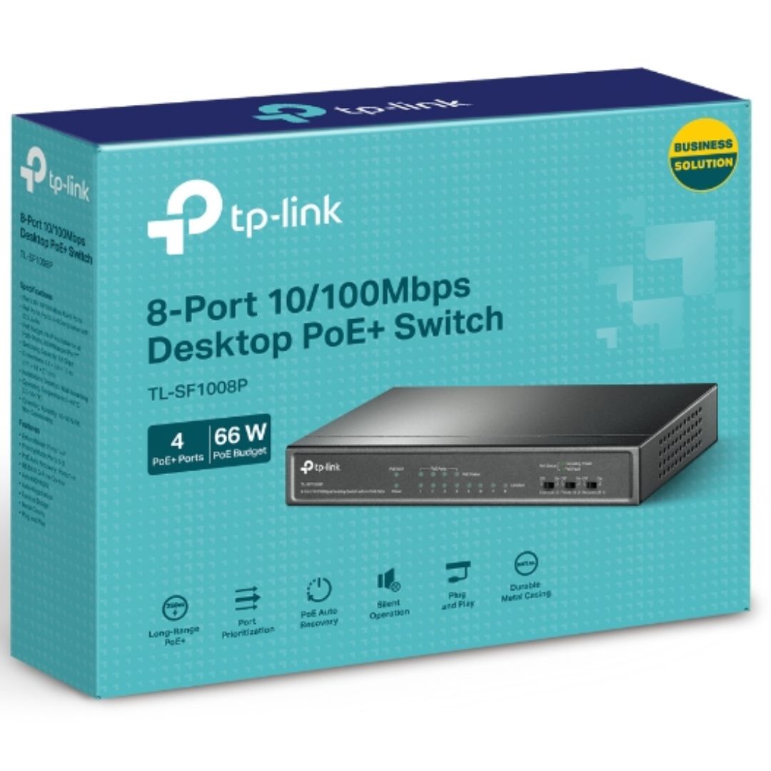 TP-Link TL-SF1008P 8-Port 10/100Mbps Desktop Switch — 4-Port PoE, 57W, IEEE 802.3af