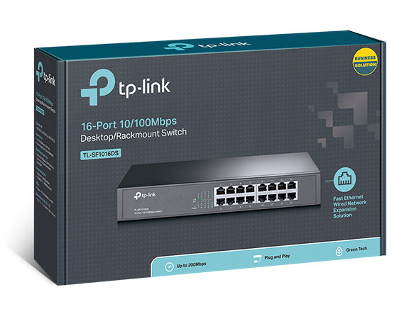 (CH)TP-Link TL-SF1016DS 16-Port 10/100Mbps Smart Switch or wall-mounting design Plug and play 3.2Gbps Switching Capacity Auto-MDI/MDIX Supports MAC(LS
