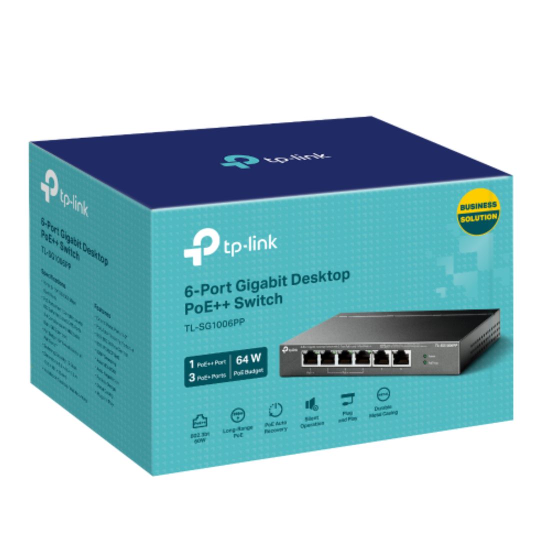 TP-Link TL-SG1006PP 6-Port Gigabit Desktop Switch with 3-Port PoE+ and 1-Port Po