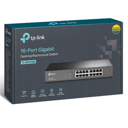 TP-Link TL-SG1016D 16-Port Gigabit Unmanaged Switch — Desktop / Rackmount, Energy-Efficient