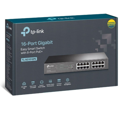 TP-Link TL-SG1016PE 16-Port Gigabit Easy Smart Switch — 8-Port PoE+, Rack Mountable