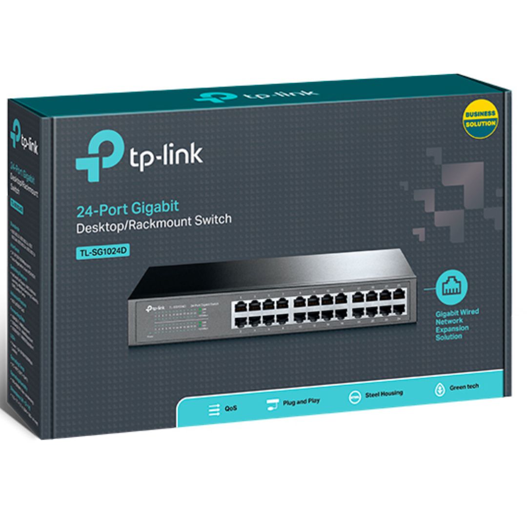 TP-Link TL-SG1024D 24-Port Gigabit Unmanaged Switch — Desktop / Rackmount, Energy-Efficient