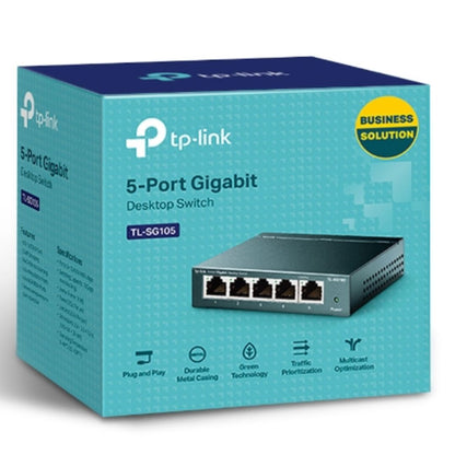 TP-Link TL-SG105 5-Port Gigabit Desktop Switch — Steel Case, 10/100/1000Mbps