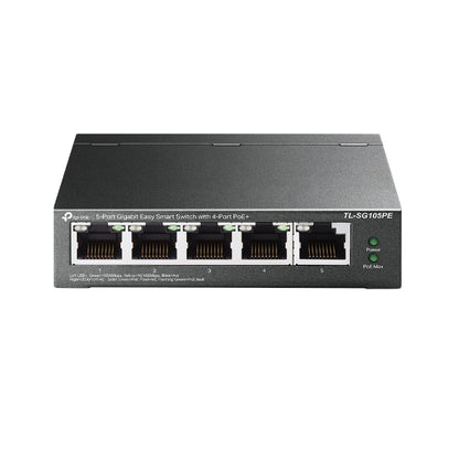 TP-Link TL-SG105PE 5-Port Gigabit Easy Smart Switch with 4-Port PoE+, Up To 65W