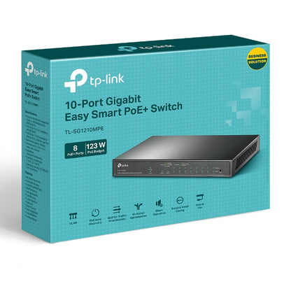 TP-Link TL-SG1210MPE 10-Port Gigabit Easy Smart Switch with 8-Port PoE+PORT: 8×