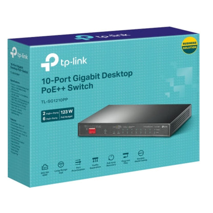 TP-Link TL-SG1210PP 10-Port Gigabit Desktop Switch with 6-Port PoE+ and 2-Port P