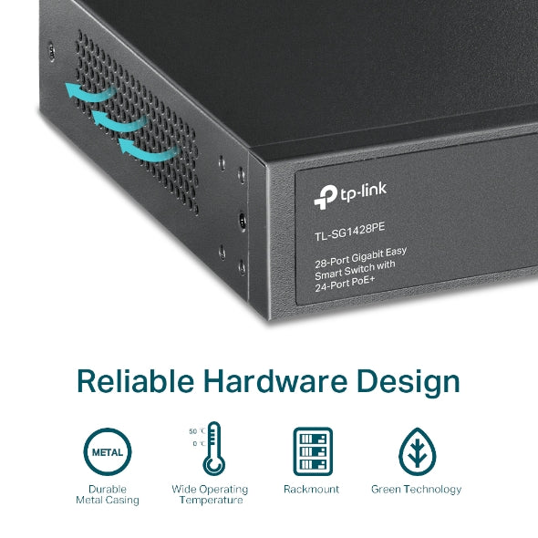TP-Link TL-SG1428PE 28-Port Gigabit Easy Smart Switch with 24-Port PoE+ 32xVLAN