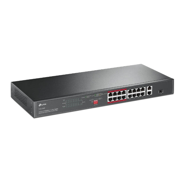 TP-Link TL-SL1218P 16-Port 10/100 Mbps + 2-Port Gigabit Rackmount Switch with 16