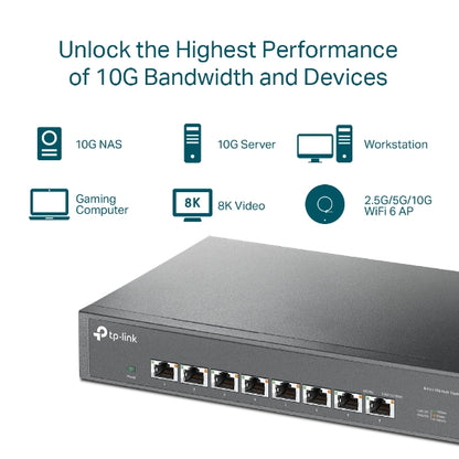 TP-Link TL-SX1008 8-Port 10G Desktop/Rackmount Switch, 160Gbps, Intelligent Fan