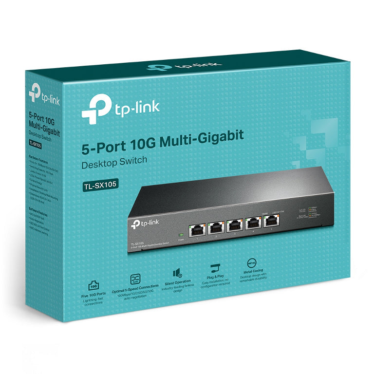TP-Link TL-SX105 5-Port 10G Desktop Switch, up to 100 Gbps switching capacity, A