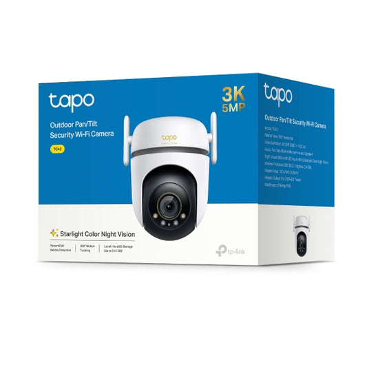 TP-Link TC43 Outdoor Pan/Tilt Security Wi-Fi Camera, 3K 5MP Live View, Starlight