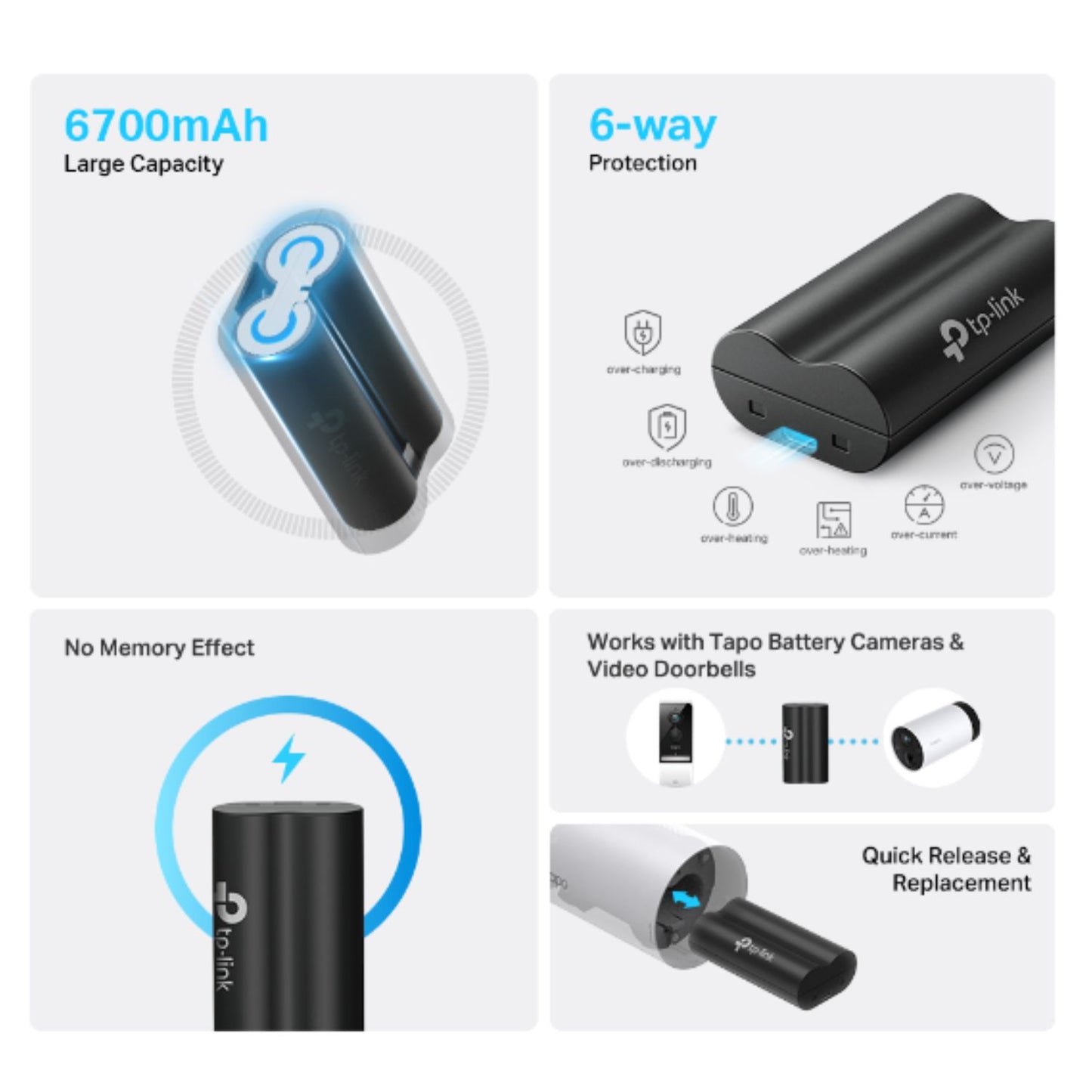 TP-Link Tapo A100 Battery Pack 6700mAh Compatible With Tapo Cameras & Video Door