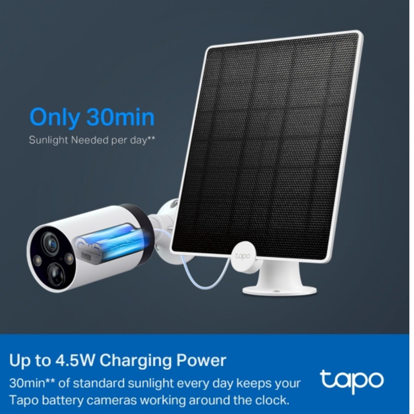 TP-Link Tapo A200 Tapo Solar Panel, Up to 4.5W Charging Power, 4M Charging Cable
