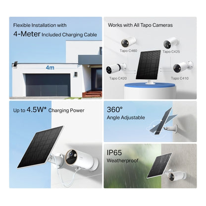TP-Link Tapo A202 Solar Panel, Works with Tapo Battery Cameras, Flexible Installation