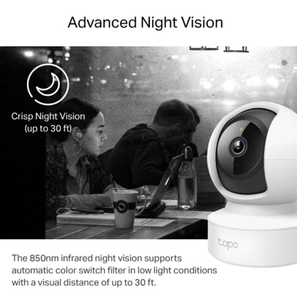 TP-Link Tapo C212, Pan/Tilt Home Security Wi-Fi Camera, 2K (2304x1296), 2.4 GHz, Horizontal 360Âº, 1 Ã— Ethernet Port,Local Storage through microSD Card