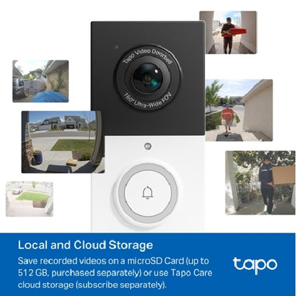 TP-Link TD21 Tapo Video Doorbell Camera, Ringtones, 230 days battery life, Head to Toe View (16:9), 160Â° Diagonal Field of View, Smart Detection and N