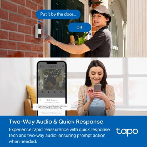 TP-Link TD21 Tapo Video Doorbell Camera, Ringtones, 230 days battery life, Head to Toe View (16:9), 160Â° Diagonal Field of View, Smart Detection and N