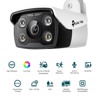 TP-Link VIGI 3MP C330(2.8mm) Outdoor Full-Color Bullet Network Camera, 2.8mm Len