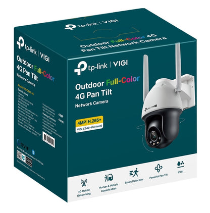 TP-Link VIGI 4MP C540-4G(4mm) Outdoor Full-Color 4G Pan Tilt Network Camera, 4mm