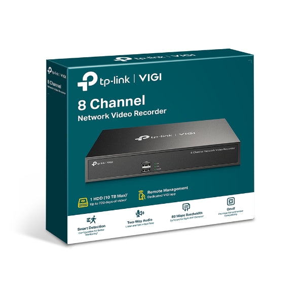 TP-Link VIGI NVR1008H 8 Channel Network Video Recorder, 24/7 Continuous Recordin