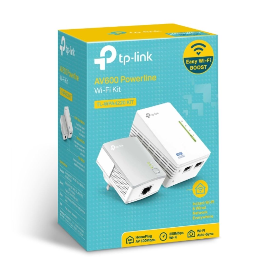 TP-Link TL-WPA4220 KIT AV600 Wi-Fi Powerline Extender Starter Kit — 300Mbps Wi-Fi, 600Mbps Powerline