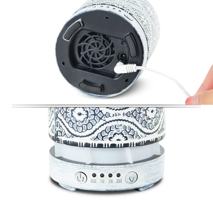 mbeat® activiva Metal Essential Oil and Aroma Diffuser-Vintage White -100ml Built-in 7 LED colour changing Auto stop misting Product weight: 0.26 kg