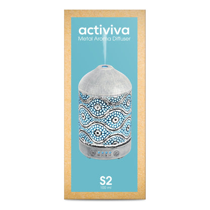 mbeat® activiva Metal Essential Oil and Aroma Diffuser-Vintage White -100ml Built-in 7 LED colour changing Auto stop misting Product weight: 0.26 kg