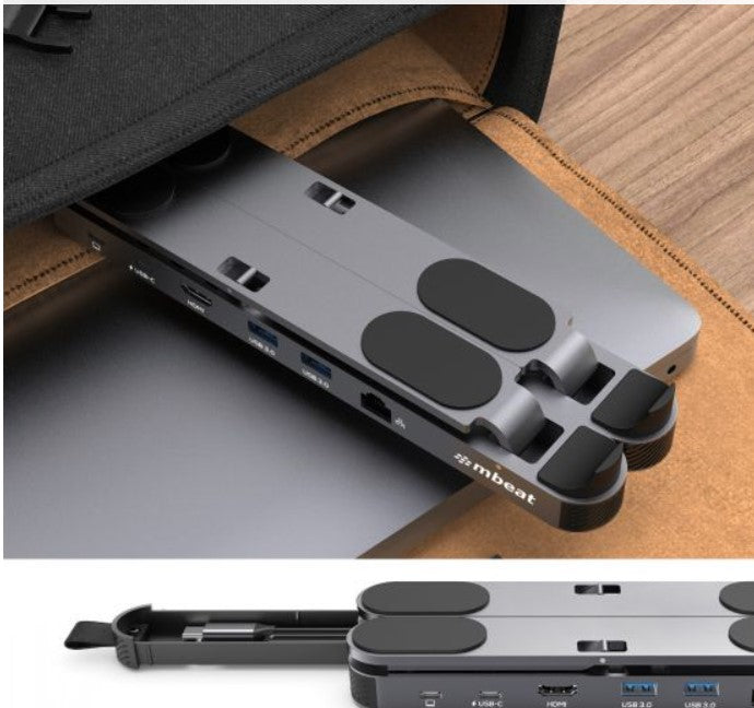 (LS)mbeatÂ® Stage P5 Portable Laptop Stand with USB-C Docking Station Foldable and Adjustable Design USB-C HDMI Port Lan 1000Mbps