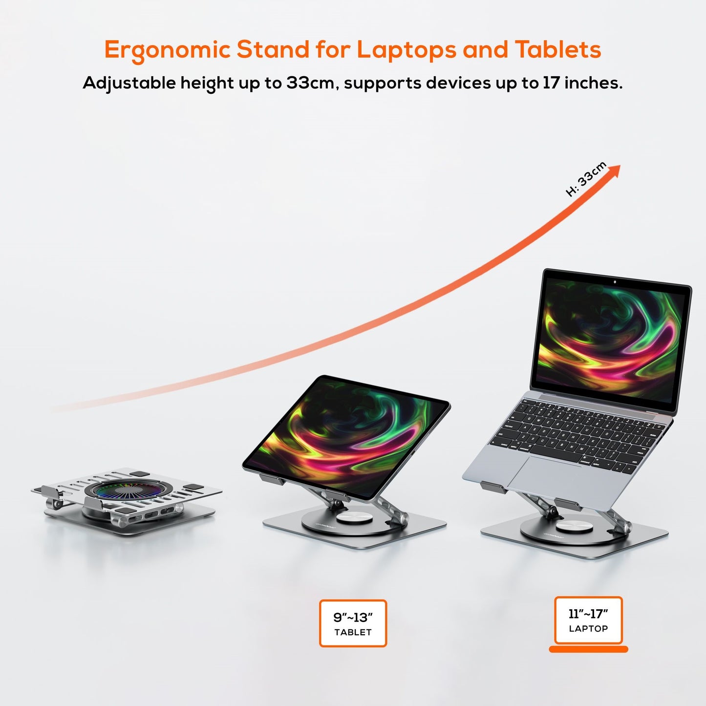 mbeat Stage S8 Rotating Laptop Stand with RGB Cooling Fan and USB Ports