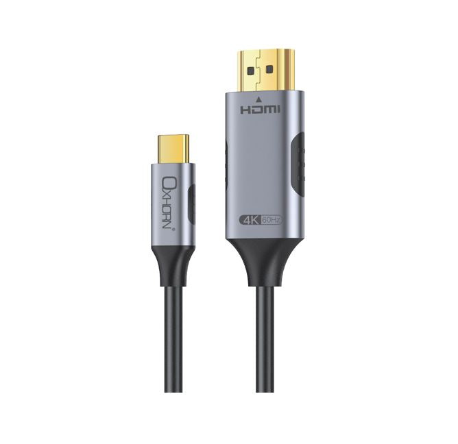 Oxhorn USB C to HDMI 2.0 3m cable 4K@60Hz Aluminum plugs black Support HDCP 1.4