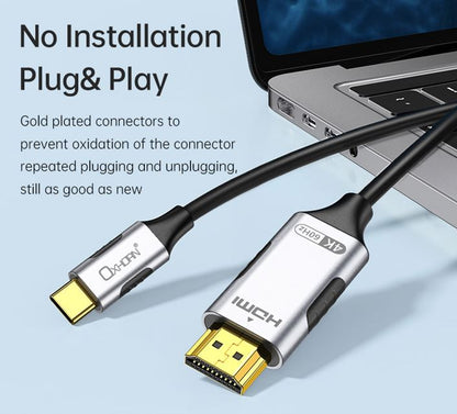 Oxhorn USB C to HDMI 2.0 3m cable 4K@60Hz Aluminum plugs black Support HDCP 1.4