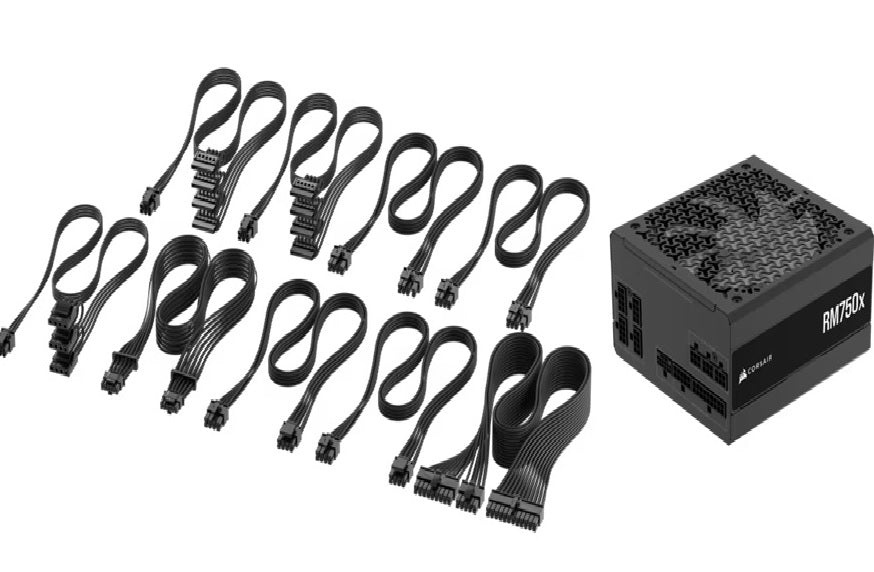 Corsair RMx Series RM750x Fully Modular Power Supply (AU): 750W, 80+ Gold, 4x PCIe, 8x SATA, 2x EPS, Zero RPM, ATX 3.1