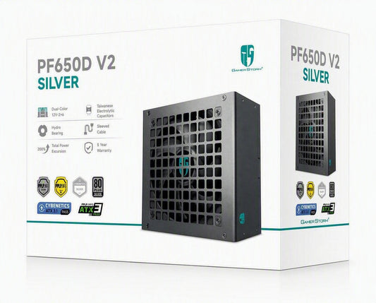 DeepCool PF650D V2 650W  Gamer Storm 80+ Silver/Cybenetics Non-Modular ATX Power Supply, Taiwanese Capacitors, ATX12V V3.1