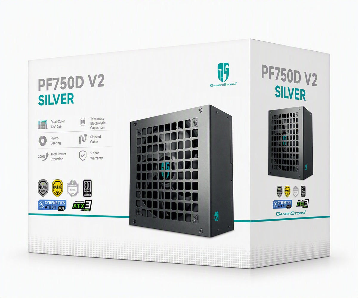 DeepCool PF750D V2 750W Gamer Storm 80+ Silver/Cybenetics Non-Modular ATX Power Supply, Taiwanese Capacitors, ATX12V V3.1