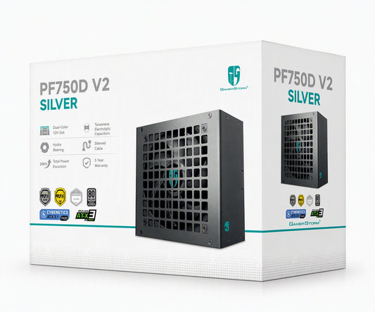 DeepCool PF750D V2 750W Gamer Storm 80+ Silver/Cybenetics Non-Modular ATX Power Supply, Taiwanese Capacitors, ATX12V V3.1