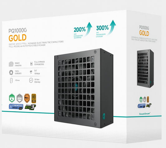 DeepCool PQ1000G 1000W Gamer Storm 80+ Gold/Cybenetics Fully Modular ATX Power Supply 120mm Fan, Japanese Capacitors, DC to DC, ATX12V V3.1,