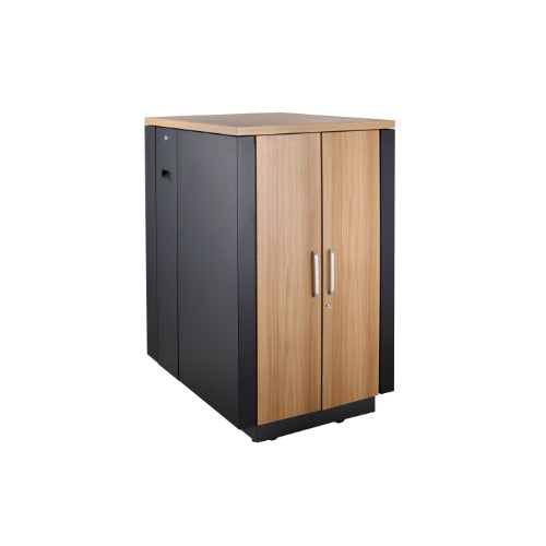 LDR Assembled Soundproof 24U Cabinets ( Black and Wood Color), 6 Pcs Low Noise Fans,2pcs Side Panels, Lockable And Removable Barrel Locking.