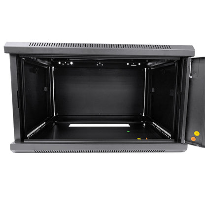 LDR Assembled 6U Wall Mount Cabinet (600mm x 450mm) Glass Door - Black Metal Con