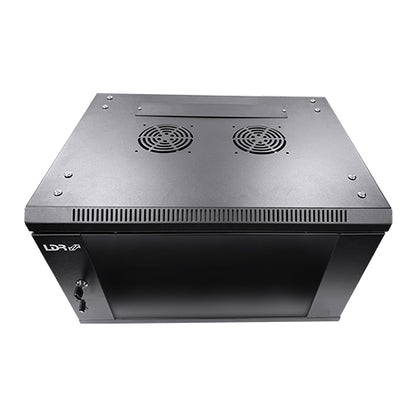 LDR Assembled 6U Wall Mount Cabinet (600mm x 450mm) Glass Door - Black Metal Con