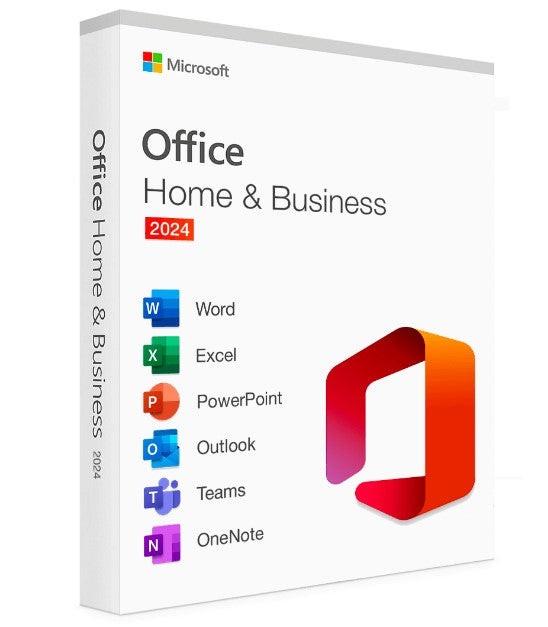 Microsoft Office Home & Business 2024 English APAC Medialess Retail New. Includes Word, Excel, PowerPoint, Outlook for PC and Mac