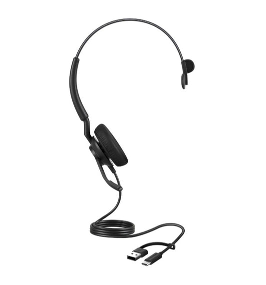 Jabra Engage 40 (Inline Link) MS Teams Mono USB-C/A Corded Headsets, Lightweight & sturdy, Double the mic, Busylight, Hearing Protection Audio Quality