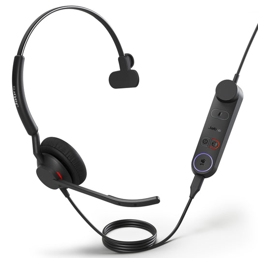 Jabra Engage 50 II Mono Teams Corded USB-C/A Headset, Best Headset for Clear Customer 0s Ultra-Lightweight Hearing Protection Smartringer Busylight
