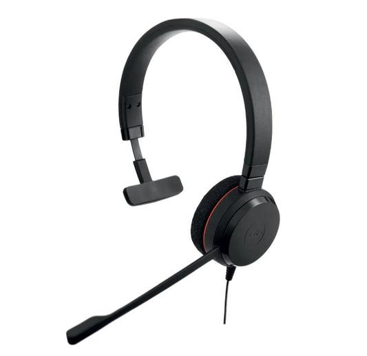 Jabra Evolve 20 SE, USB C/A, MS Mono Headset, Plug-and-play, Noise-cancelling, Clearer Conversation, Manage 0s Easily, Leatherette Ear Cushions