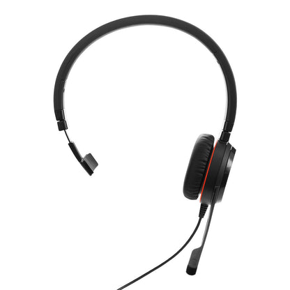 Jabra Evolve 20 SE, USB C/A, MS Mono Headset, Plug-and-play, Noise-cancelling, Clearer Conversation, Manage 0s Easily, Leatherette Ear Cushions