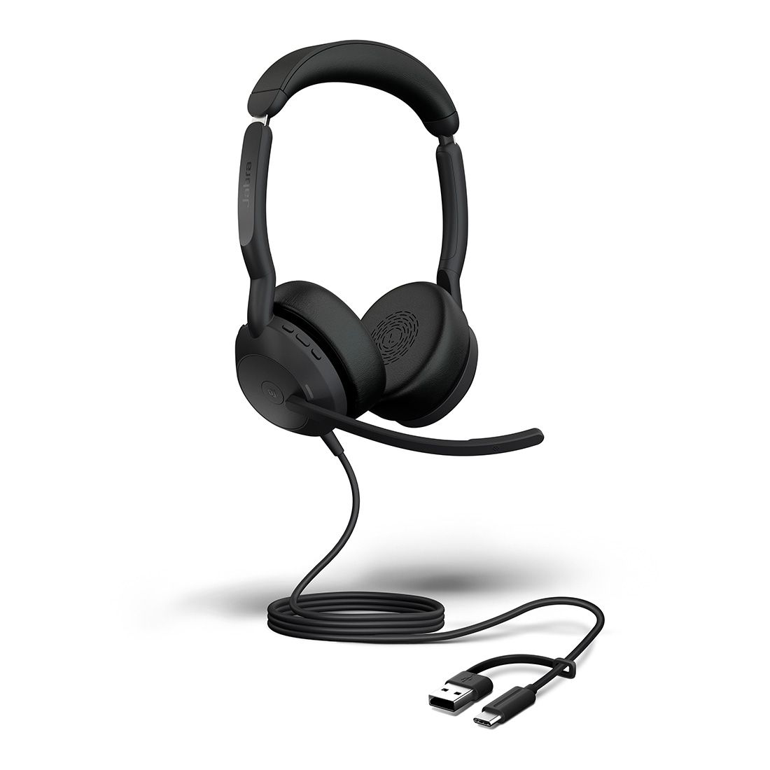 Jabra Evolve2 50, USB C/A MS Stereo Headset, BluetoothÂ®, 4 microphones, Active Noise Cancellation, Busylight, 0 management, Air Comfort technology