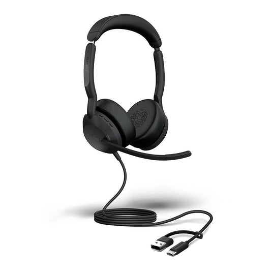 Jabra Evolve2 50, USB C/A MS Stereo Headset, BluetoothÂ®, 4 microphones, Active Noise Cancellation, Busylight, 0 management, Air Comfort technology