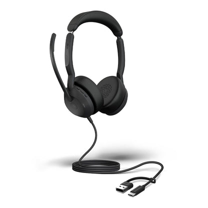 Jabra Evolve2 50, USB C/A MS Stereo Headset, BluetoothÂ®, 4 microphones, Active Noise Cancellation, Busylight, 0 management, Air Comfort technology