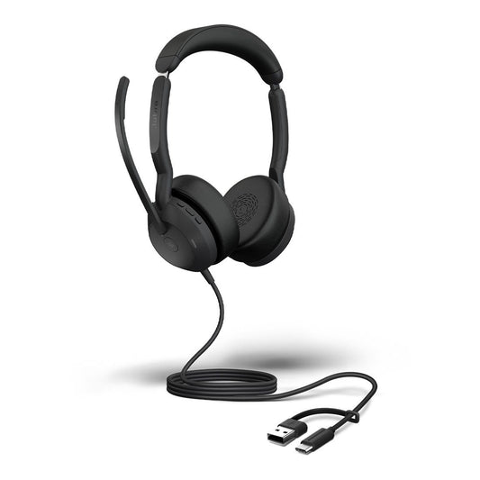 Jabra Evolve2 50, USB C/A MS Stereo Headset, BluetoothÂ®, 4 microphones, Active Noise Cancellation, Busylight, 0 management, Air Comfort technology