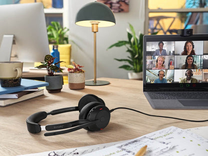 Jabra Evolve2 50, USB C/A MS Stereo Headset, BluetoothÂ®, 4 microphones, Active Noise Cancellation, Busylight, 0 management, Air Comfort technology