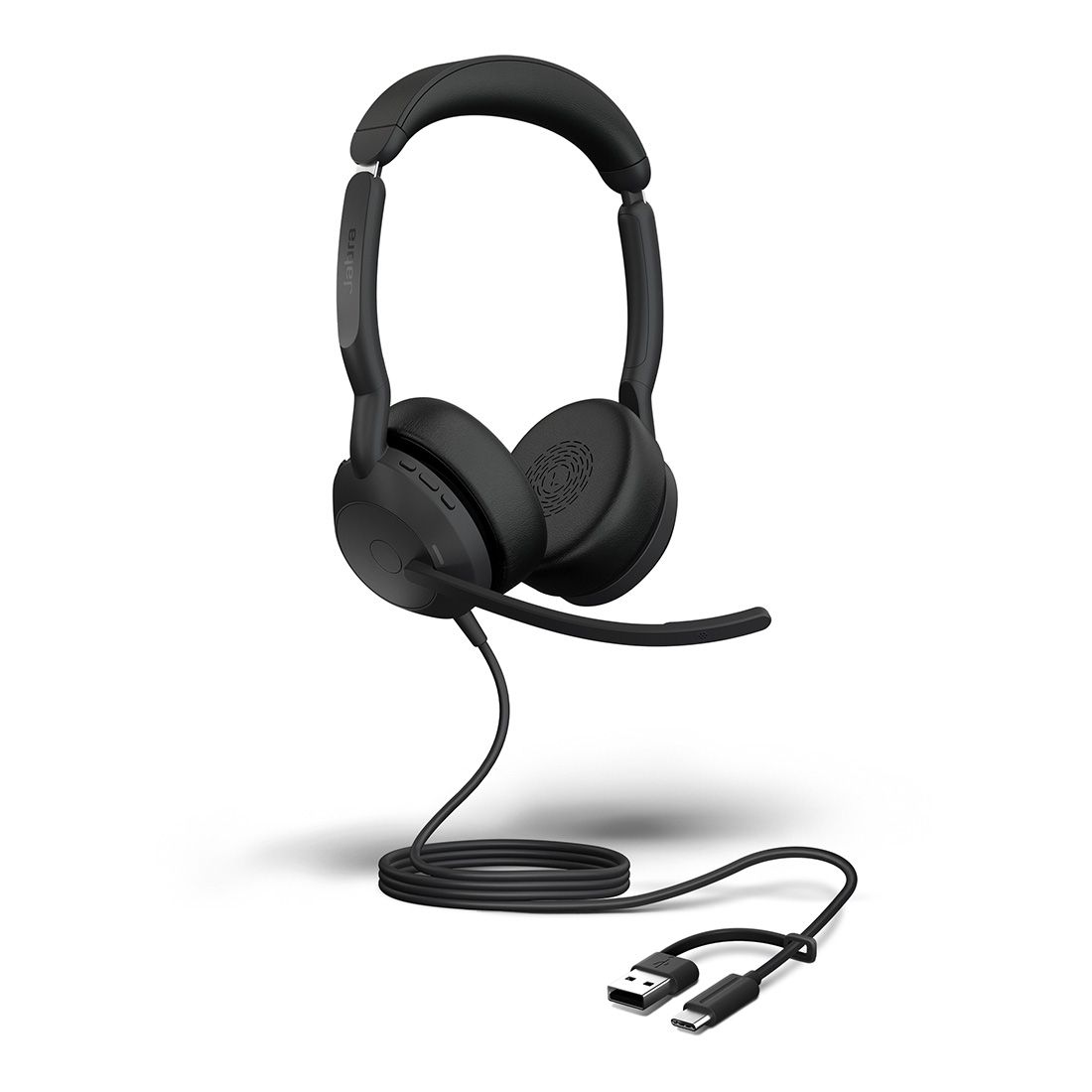 Jabra Evolve2 50, USB C/A UC Stereo Headset, BluetoothÂ®, 4 microphones, Active Noise Cancellation, Busylight, 0 management, Air Comfort technology